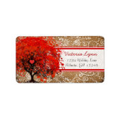 Niedlicher, weißer, geblähter Tree Rosa Punkte Adressaufkleber (Vorne)