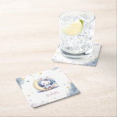 niedlicher weißer Hase auf dem Mond Rechteckiger Pappuntersetzer (Vor Ort)