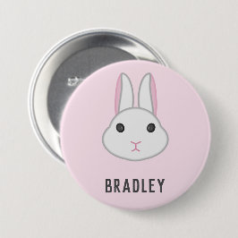 Niedlicher weißer Hase in Rosa Button