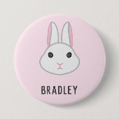 Niedlicher weißer Hase in Rosa Button (Vorderseite)