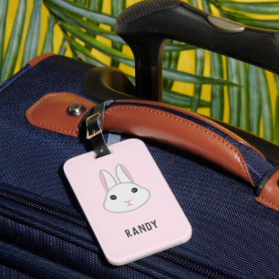 Niedlicher weißer Hase in Rosa Gepäckanhänger