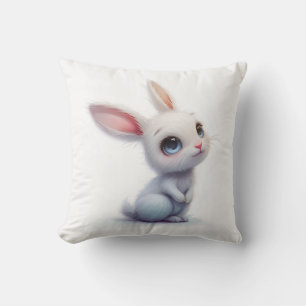 Niedlicher Weißer Hase mit blauen Augen Kissen