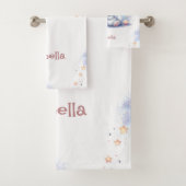 Niedlicher weißer Hase und Mond Badhandtuch Set (Insitu)