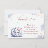 Niedlicher weißer Hase und Silbermond im Halbmond Dankeskarte (Vorderseite)