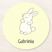 Niedlicher weißer Hengst personalisierter Name gel Runder Pappuntersetzer (Vorderseite)