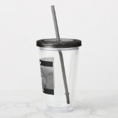 Niedlicher weißer Hund erschreckt, 40 Funny Gray z Acryltrinkbecher (Links)