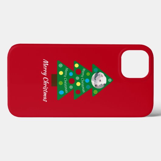 Niedlicher weißer Hund farbenfroher Weihnachtsbaum Case-Mate iPhone Hülle (Rückseite (Horizontal))