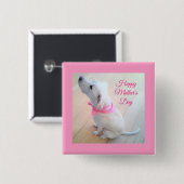 Niedlicher weißer Hund mit rosafarbenem Scarf Mutt Button (Vorne & Hinten)