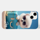 Niedlicher weißer Hund Reisekoffer Personalisierte Case-Mate iPhone Hülle (Rückseite (Horizontal))