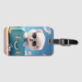 Niedlicher weißer Hund Reisekoffer Personalisierte Gepäckanhänger (Vorderseite (Horizontal))