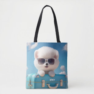 Niedlicher weißer Hund Reisekoffer Personalisierte Tasche