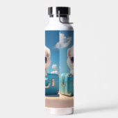 Niedlicher weißer Hund Reisekoffer Personalisierte Trinkflasche (Links)