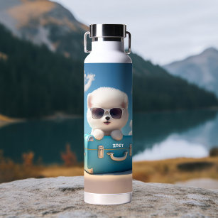 Niedlicher weißer Hund Reisekoffer Personalisierte Trinkflasche