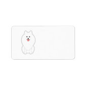 Niedlicher weißer Hund. Spitz oder Spitz. Adressaufkleber (Vorne)
