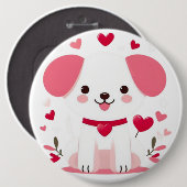 Niedlicher, weißer Hündchen Button (Vorne & Hinten)