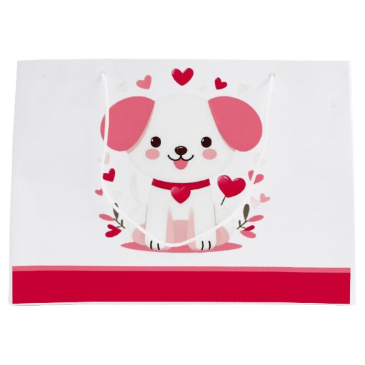 Niedlicher, weißer Hündchen Große Geschenktüte (Vorderseite)