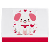 Niedlicher, weißer Hündchen Große Geschenktüte (Rückseite)