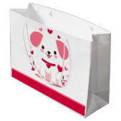 Niedlicher, weißer Hündchen Große Geschenktüte (Rückseite Schrägansicht)
