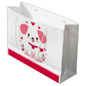 Niedlicher, weißer Hündchen Große Geschenktüte (Vorderseite Schrägansicht)