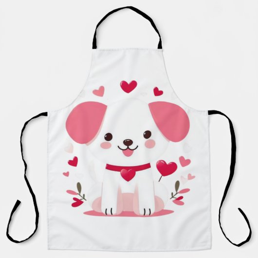 Niedlicher, weißer Hündchen Schürze (Vorderseite)