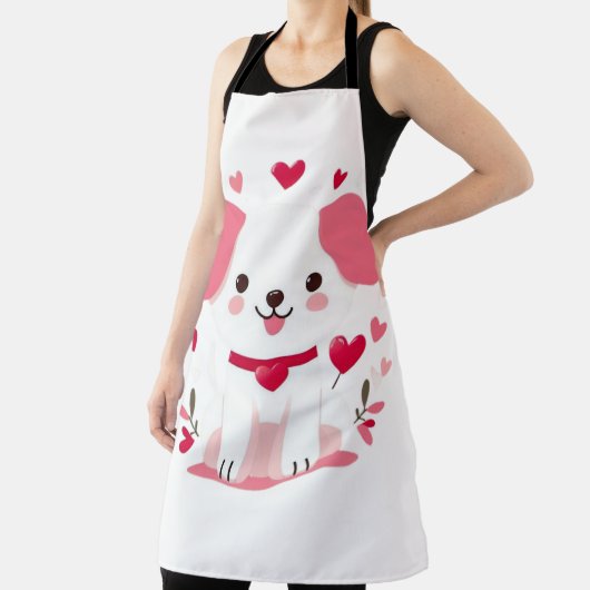 Niedlicher, weißer Hündchen Schürze (InSitu)