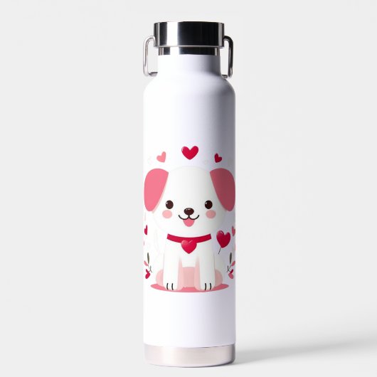 Niedlicher, weißer Hündchen Trinkflasche (Vorne)