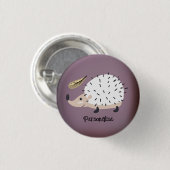 Niedlicher weißer Igel Personalisierter Lila Hut Button (Vorne & Hinten)