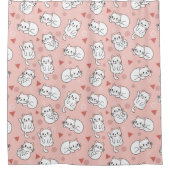Niedlicher weißer Kitten Rosa Hintergrund Duschvorhang (Vorderseite)