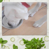 Niedlicher weißer Labrador Mix Welpenhund Trinkwas Geschirrtuch (Gefaltet)