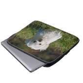 Niedlicher, weißer Malteser Welpenhund Laptopschutzhülle (Vorne Knopf)