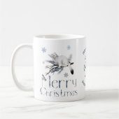 Niedlicher weißer Ofen auf einem Zweig, frohe Weih Kaffeetasse (Links)