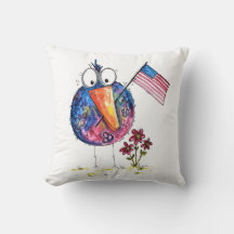 Niedlicher, weißer, patriotischer Vogel mit Fahne