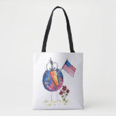 Niedlicher, weißer, patriotischer Vogel mit Fahne Tasche (Vorderseite)