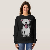 Niedlicher Weißer Pitbull Sweatshirt (Vorne ganz)