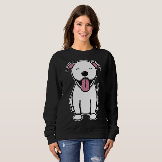 Niedlicher Weißer Pitbull Sweatshirt (Vorne ganz)