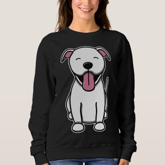 Niedlicher Weißer Pitbull Sweatshirt (Vorderseite)