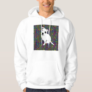 Niedlicher weißer Pitbull Welpe auf Kreis-Muster Hoodie