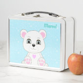 Niedlicher Weißer Polar-Bär auf Light Blue Metal L Metall Brotdose (Beispiel)