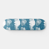 Niedlicher Weißer Polar-Bär Nord Wild Animal Blue Skateboard (Horizontal)