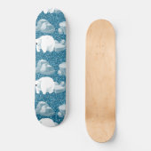 Niedlicher Weißer Polar-Bär Nord Wild Animal Blue  Skateboard (Vorderseite)