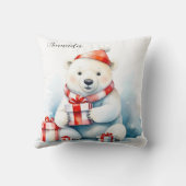 Niedlicher Weißer Polar Weihnachten Kissen (Rückseite)