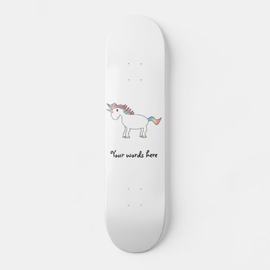 Niedlicher, weißer Regenbogen Skateboard (Vorderseite)