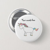 Niedlicher weißer Regenbogen Unicorn Button (Vorne & Hinten)