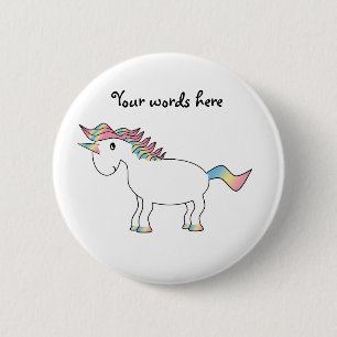 Niedlicher weißer Regenbogen Unicorn Button