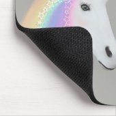 Niedlicher weißer Regenbogenunicorn-magisches rosa Mousepad (Ecke)