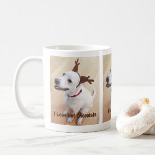 Niedlicher Weißer Rentier Hund Hot Chocolate Weihn Kaffeetasse