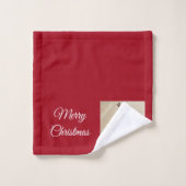 Niedlicher Weißer Rentier Welpenhund Weihnachten R Badhandtuch Set (Waschlappen)