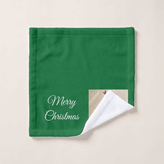 Niedlicher Weißer Rentier Welpenhund Weihnachtsgrü Badhandtuch Set (Waschlappen)