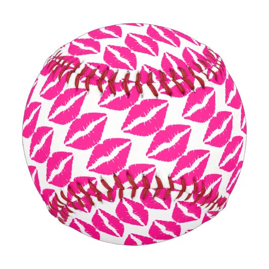 Niedlicher, weißer Rosa Küsse Muster Krawatte Case Baseball (Vorderseite)