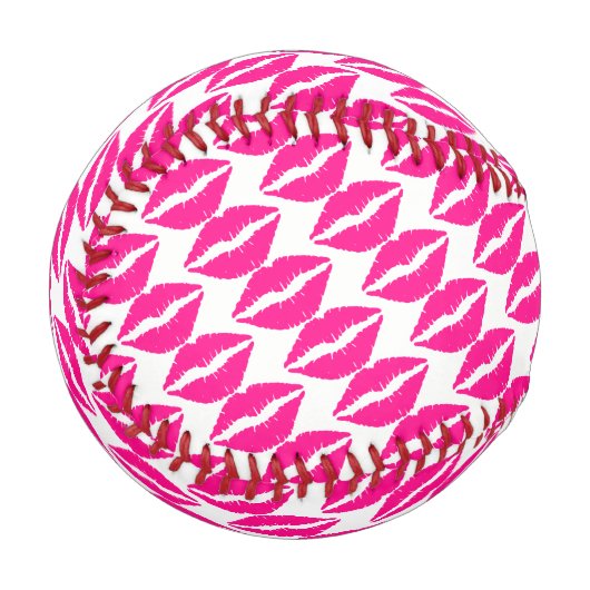 Niedlicher, weißer Rosa Küsse Muster Krawatte Case Baseball (Vorderseite Links)